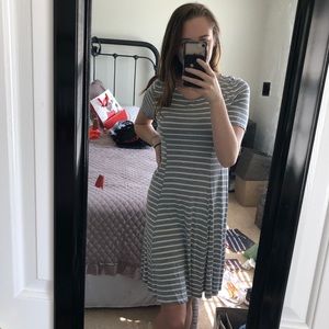 Gray and white stripped summer dress